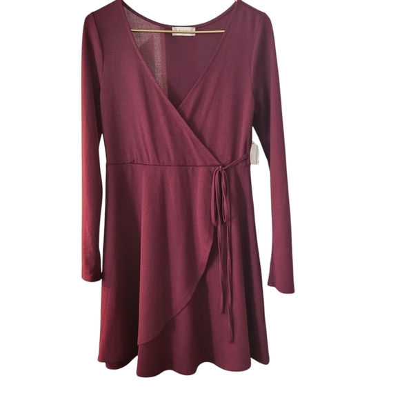 NWT! Altar'd State Tuesday 2 Burgundy Wrap Style Dress Size S - Picture 1 of 6